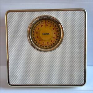 Vintage Salter Cream and Gold Bathroom Scale 11x11